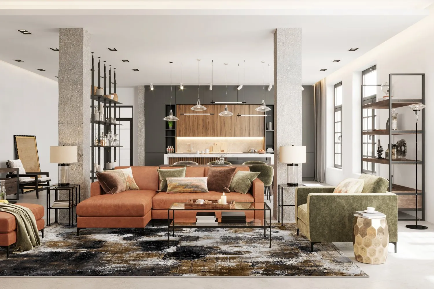 Tapete Wilton - Flores (preto/marrom/branco)