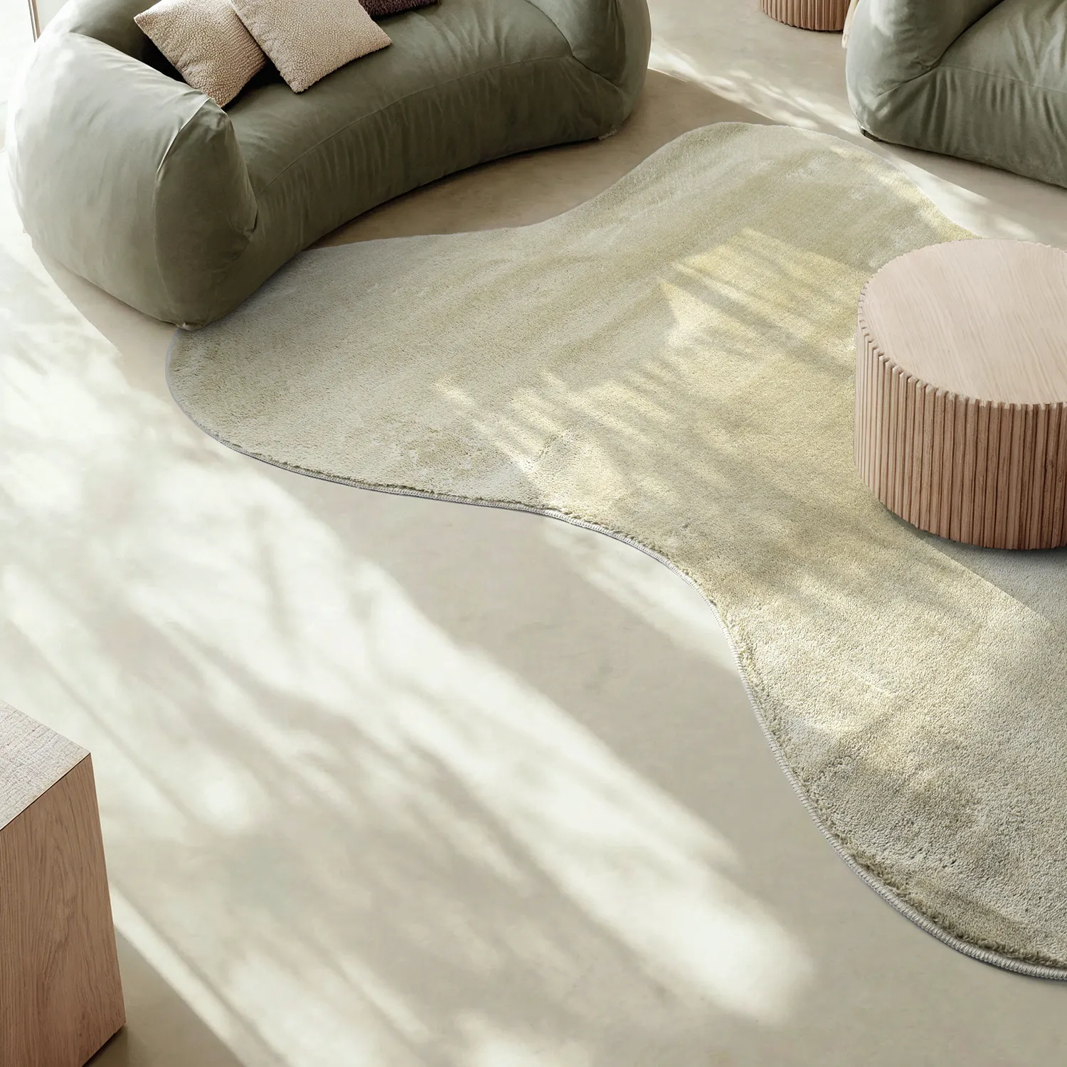 Tapete Shaggy Ondulado Assimétrico - Aranga Super Soft Fur (verde claro)