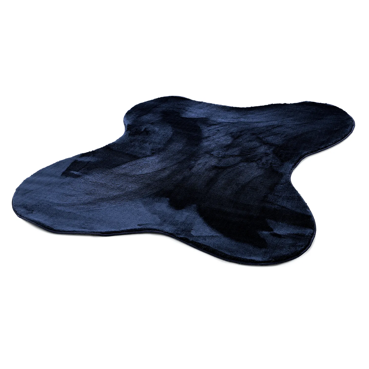 Tapete Shaggy Ondulado Assimétrico - Aranga Super Soft Fur (azul escuro)