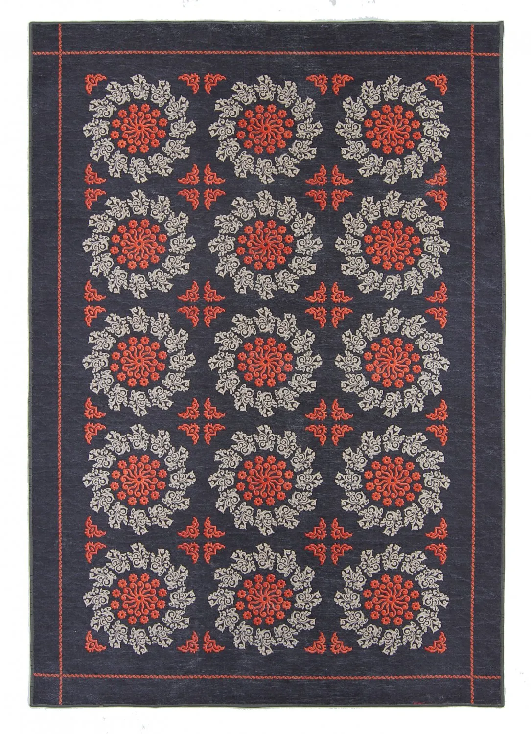 Tapete Wilton - Florina (cinza/azul/laranja)