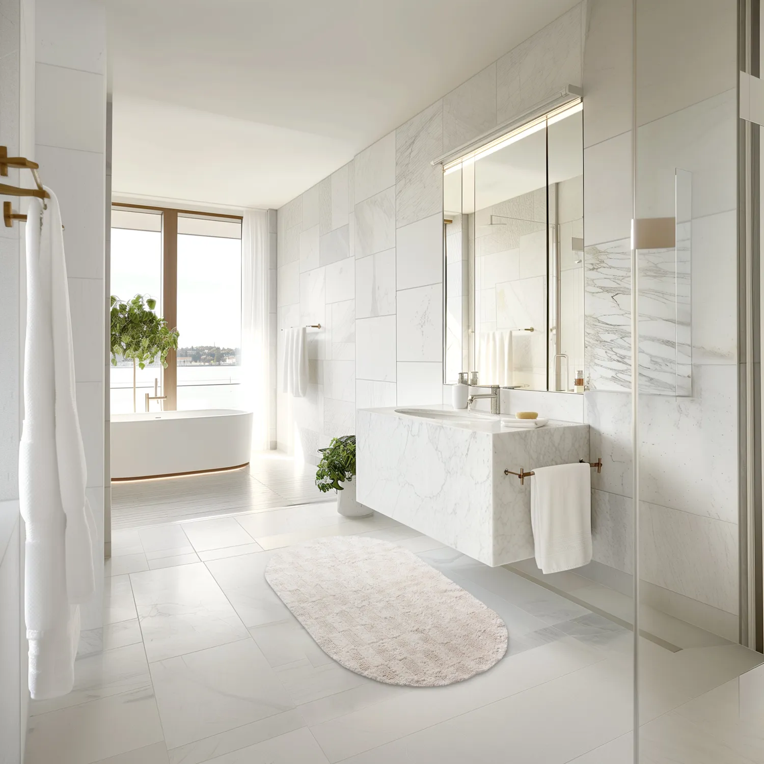 Tapete de banheiro oval - Bevin (offwhite)