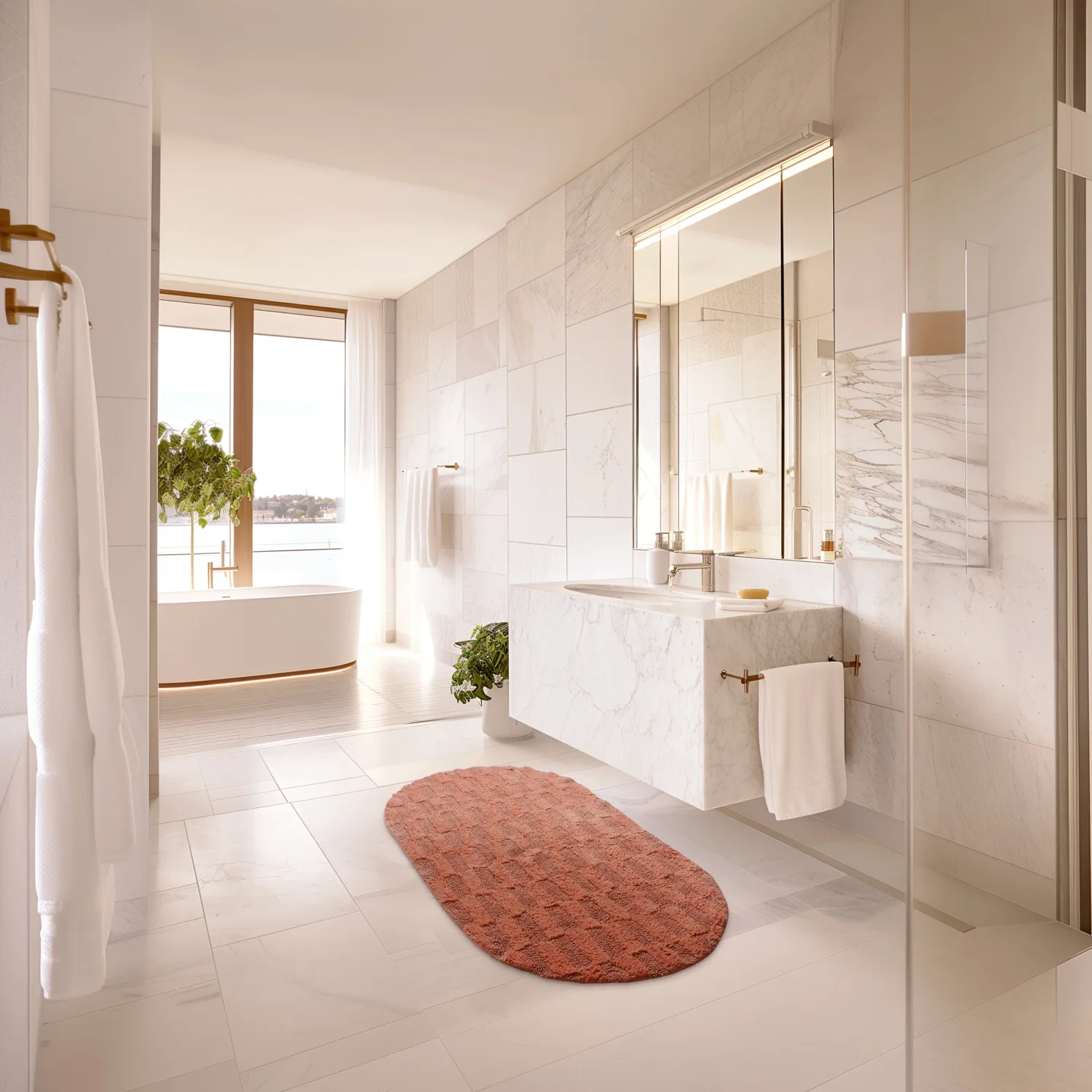 Tapete de banheiro oval - Bevin (terracota)