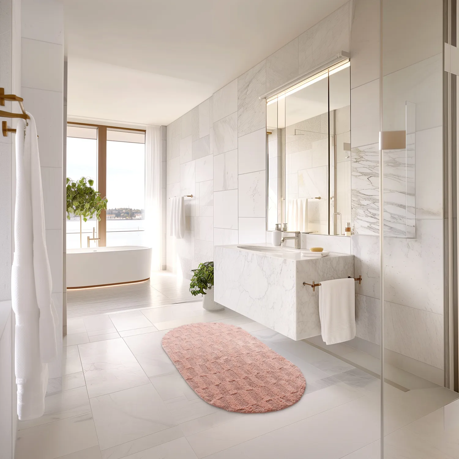 Tapete de banheiro oval - Bevin (rosa)