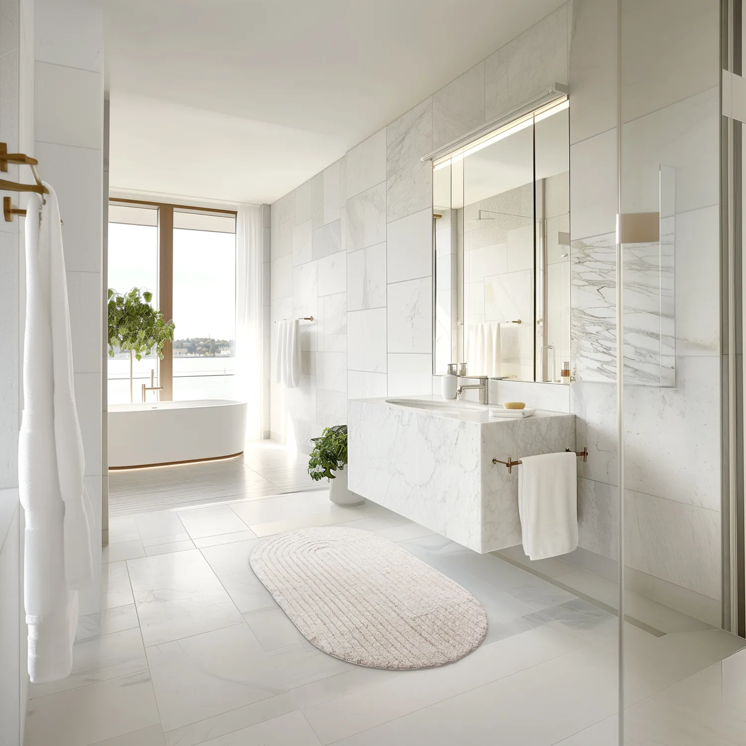 Tapete de banheiro oval - Evena (offwhite)