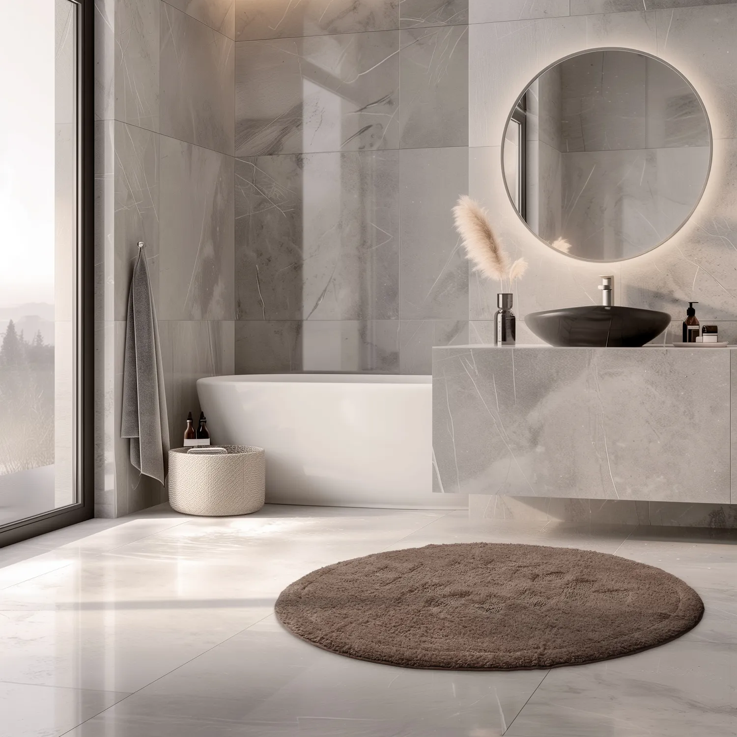 Tapete de banheiro redondo - Gertie (marrom)