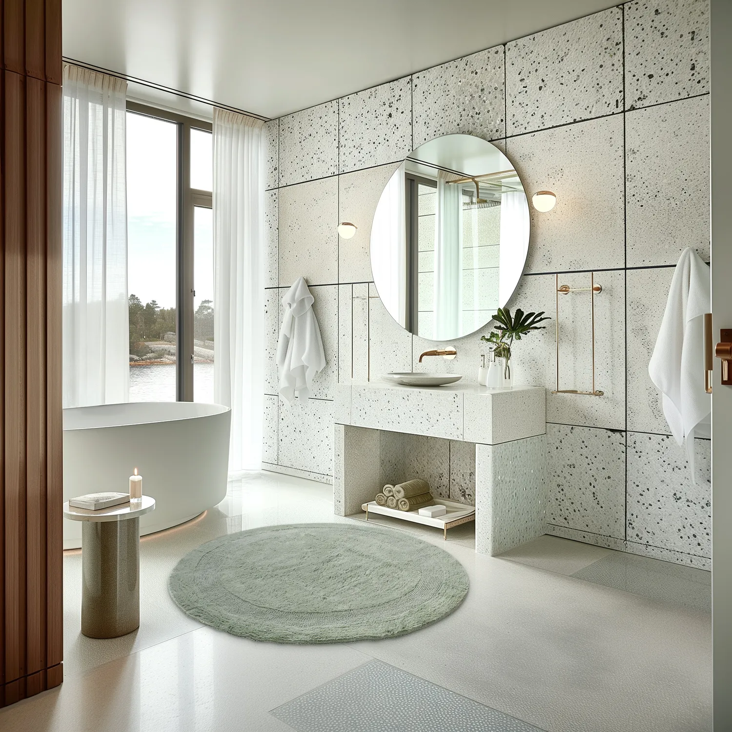 Tapete de banheiro redondo - Nila (verde claro)