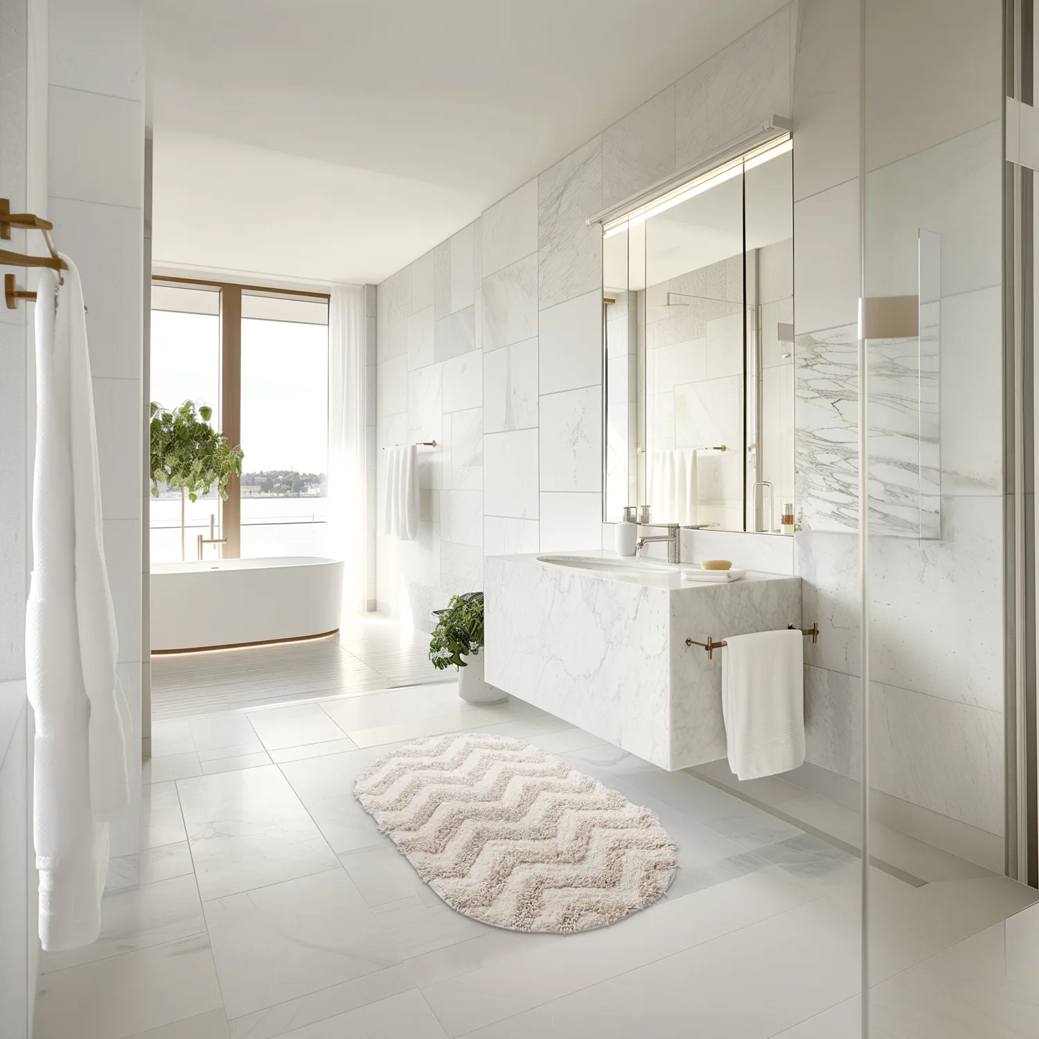 Tapete de banheiro oval - Tressa (offwhite)