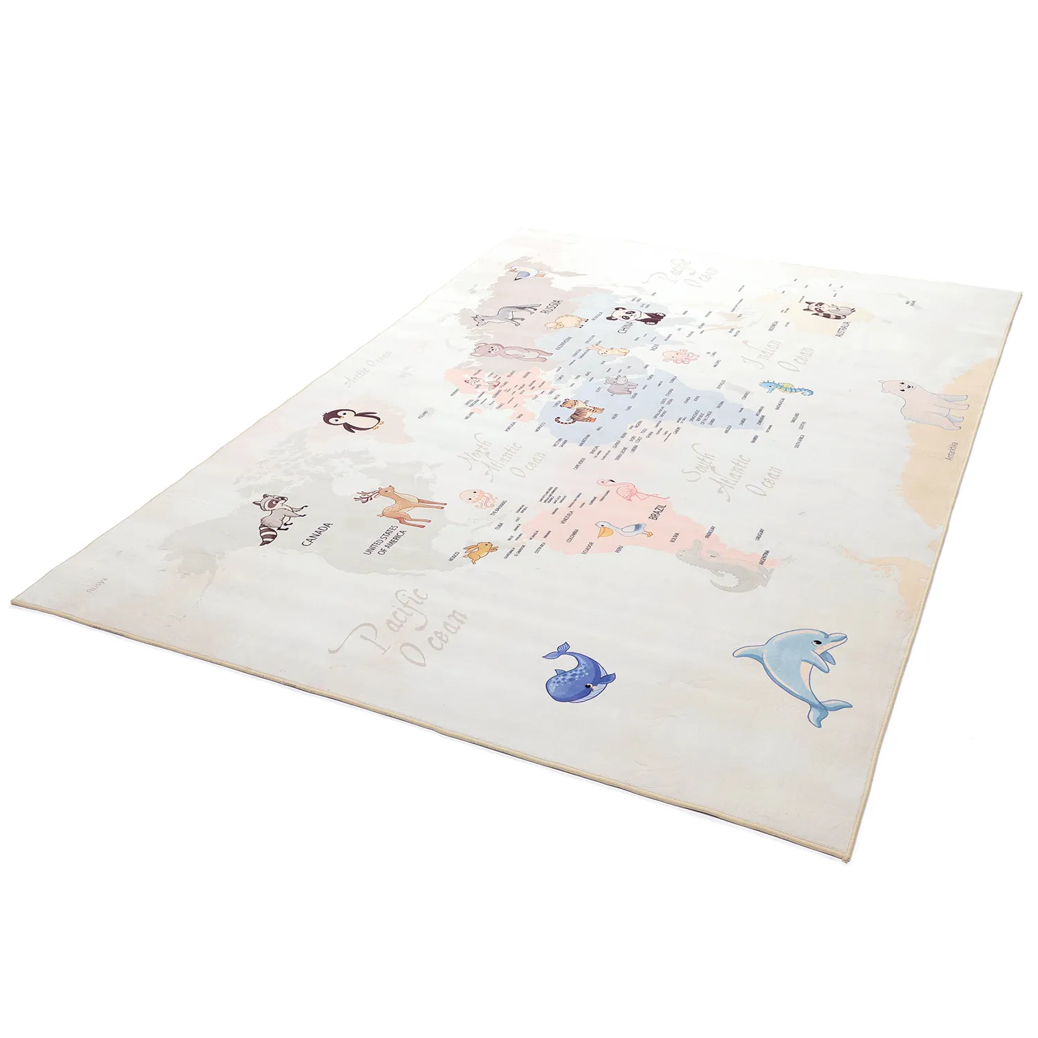 Tapete infantil - Animal Map (bege)