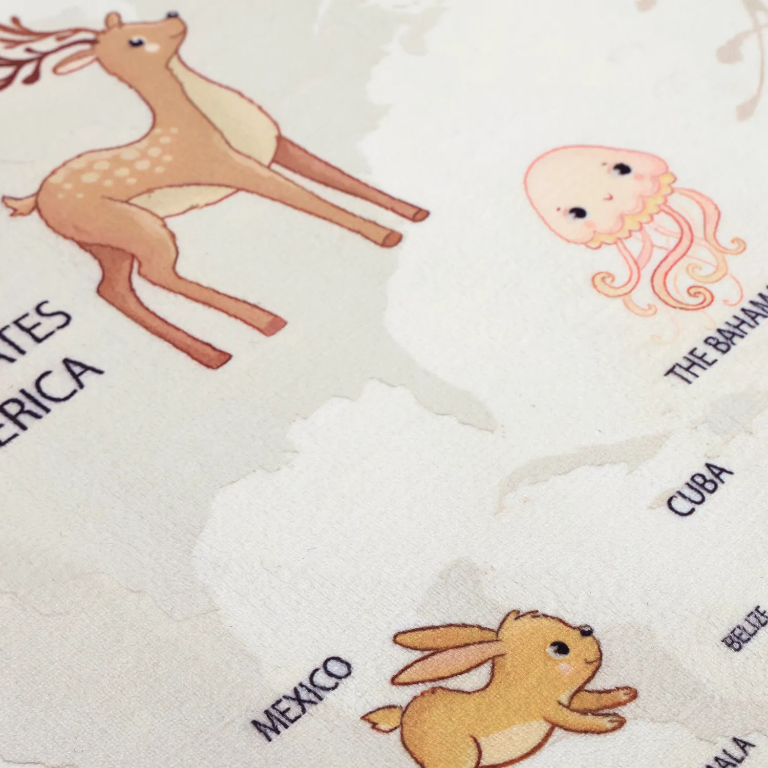Tapete infantil - Animal Map (bege)