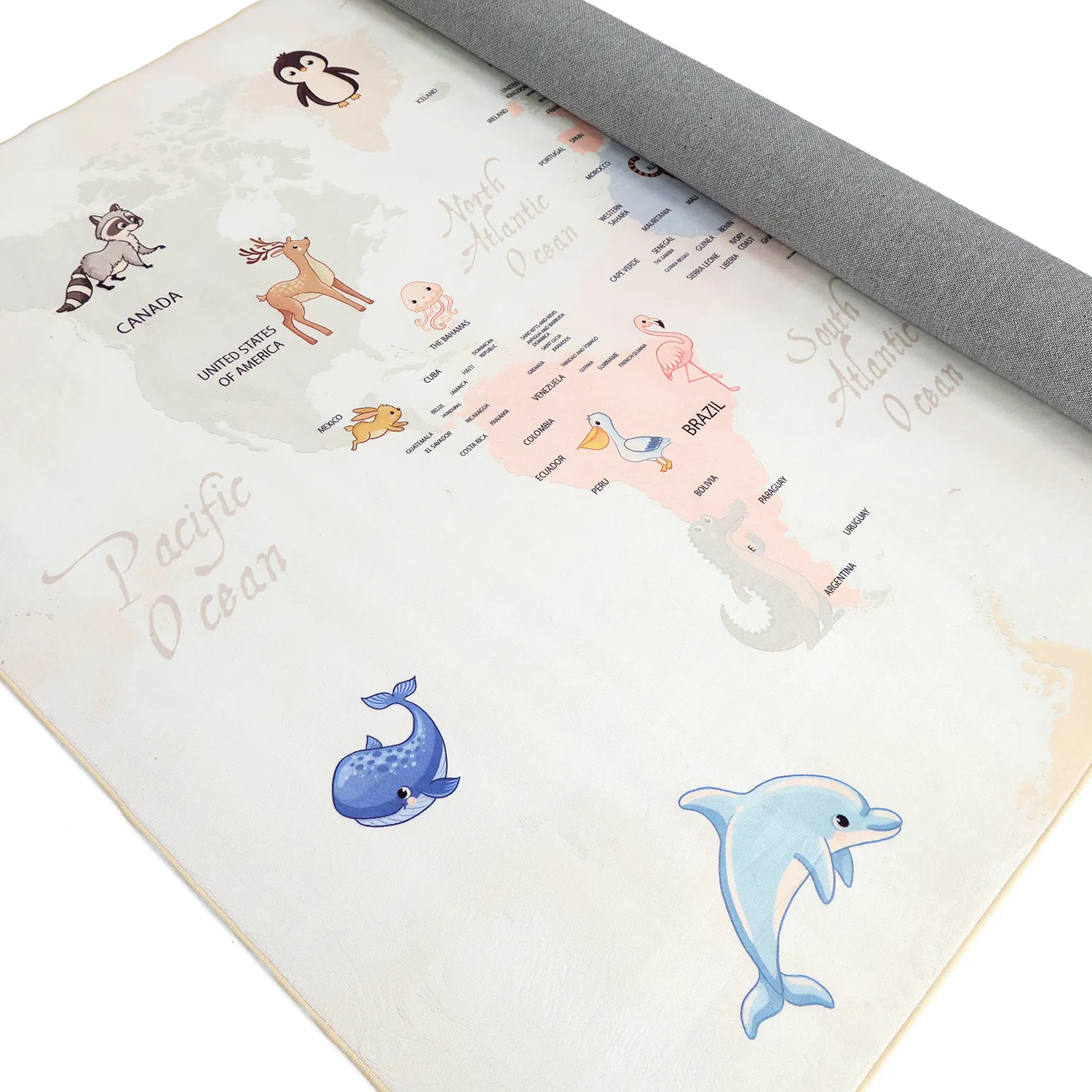 Tapete infantil - Animal Map (bege)