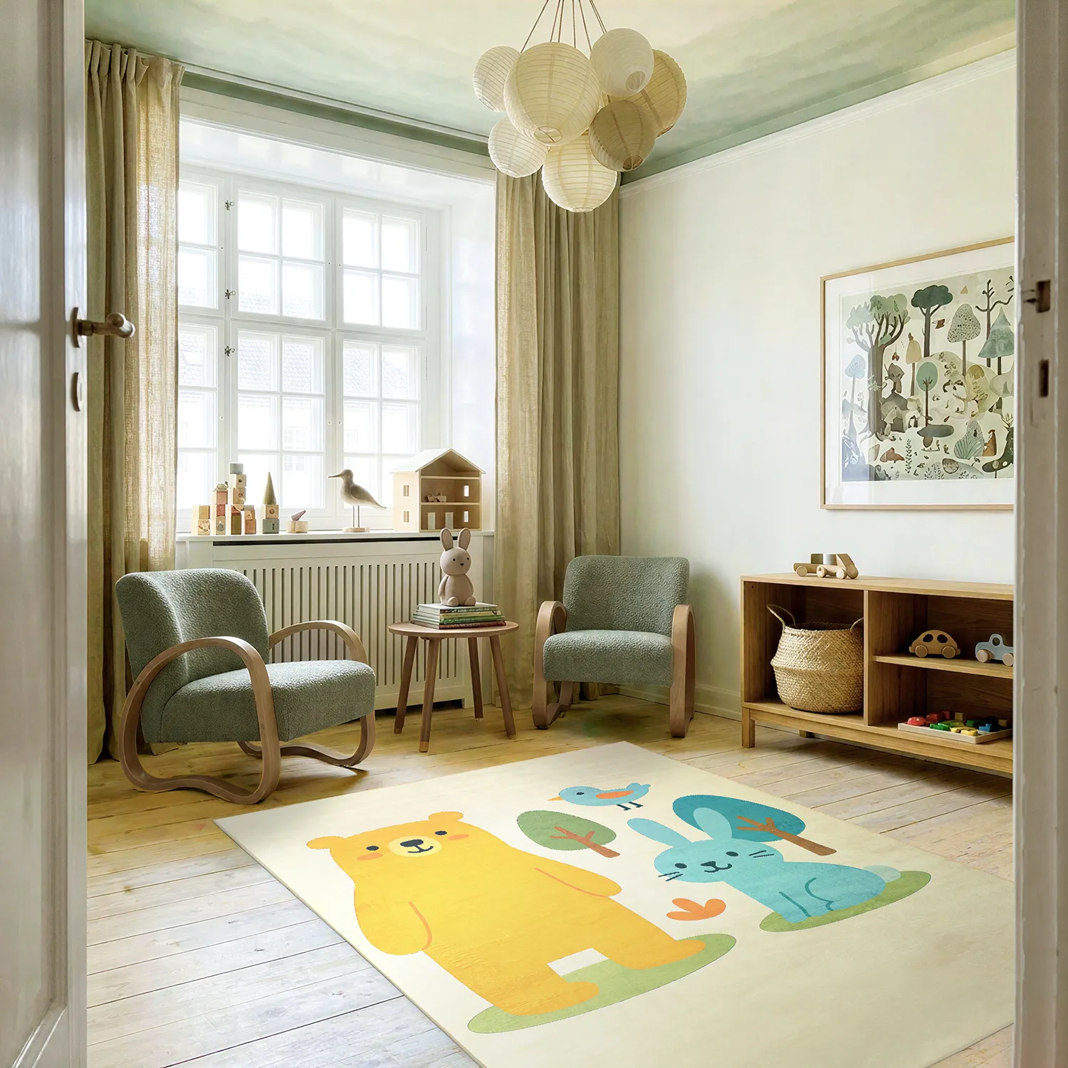 Tapete Infantil - Bear and Bunny (creme/multi)