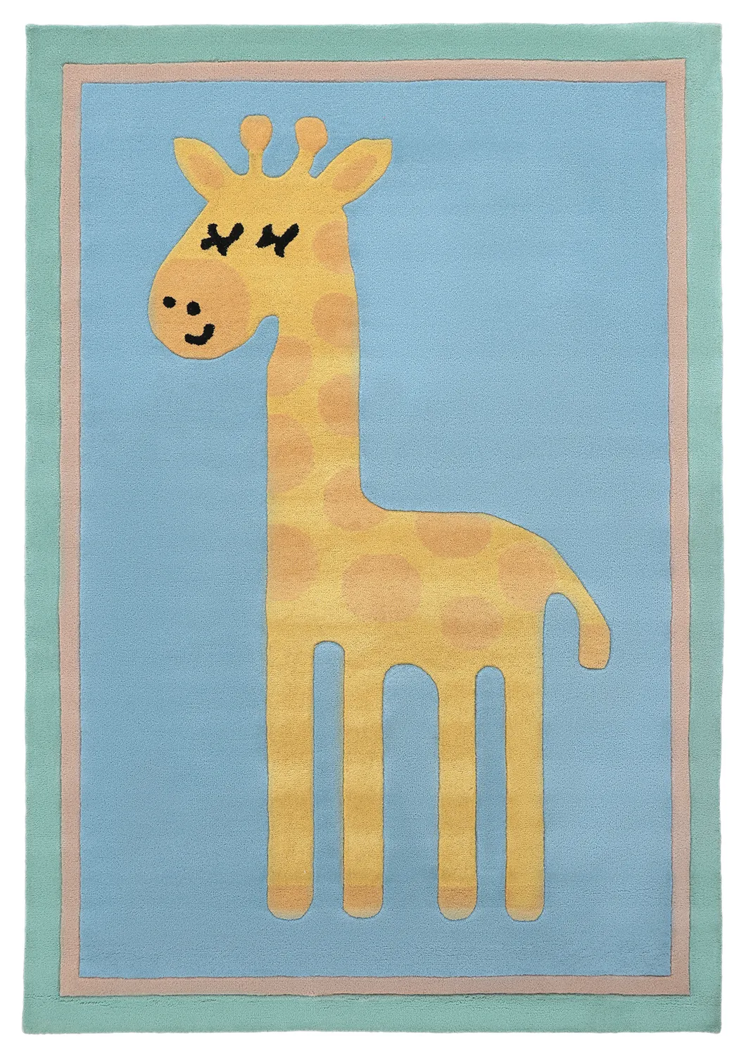Tapete Infantil - Giraffe Hand Tufted Wool Premium (azul claro/multi)