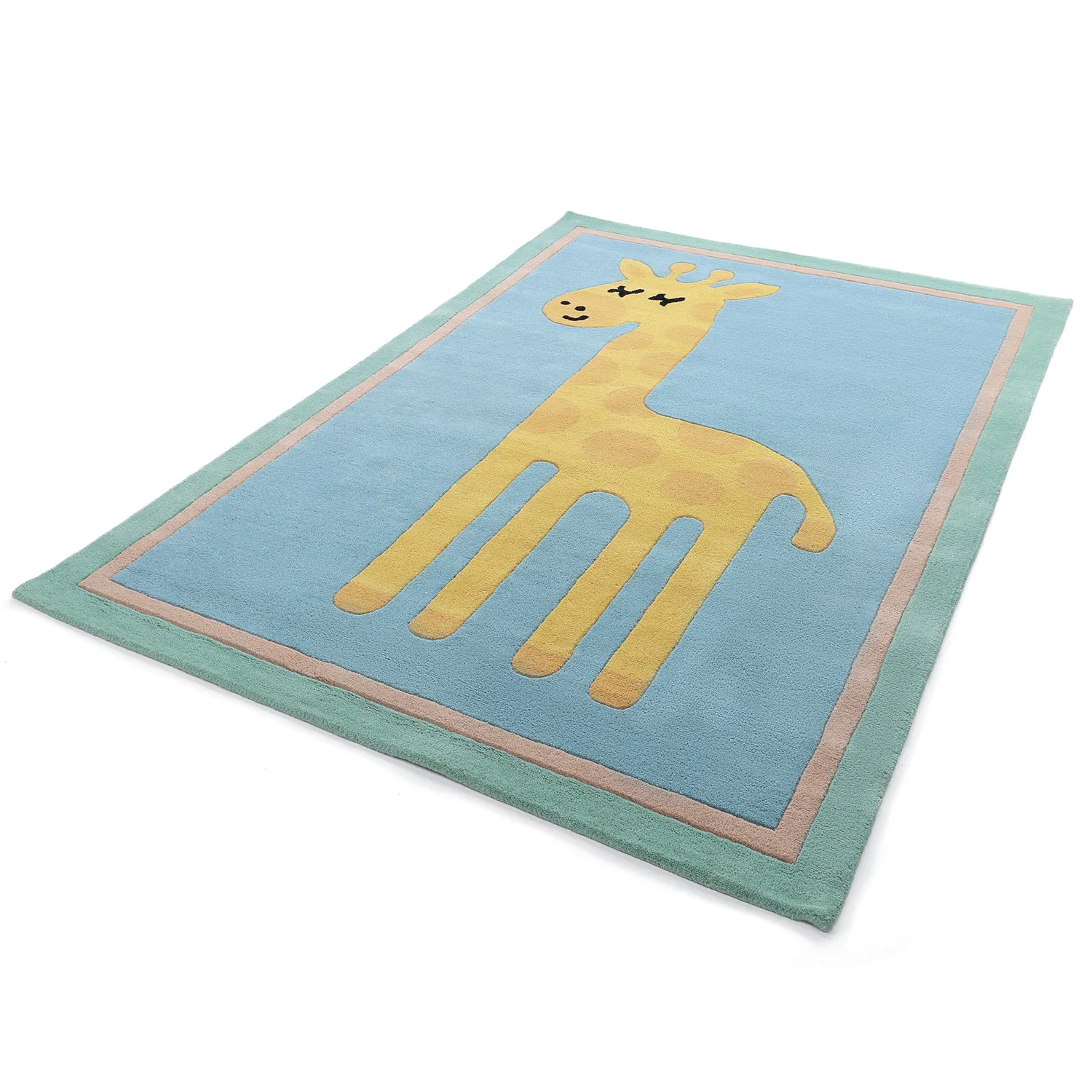 Tapete Infantil - Giraffe Hand Tufted Wool Premium (azul claro/multi)