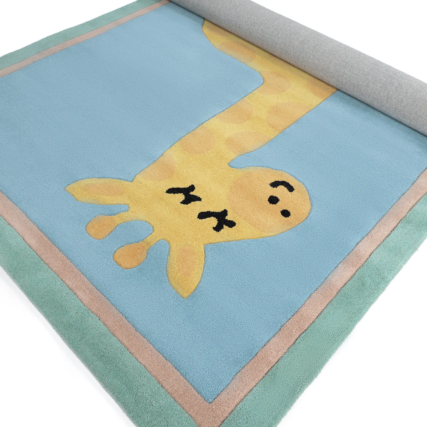 Tapete Infantil - Giraffe Hand Tufted Wool Premium (azul claro/multi)