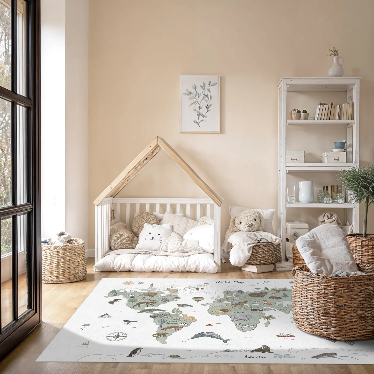 Tapete infantil - Kids World Map (verde)