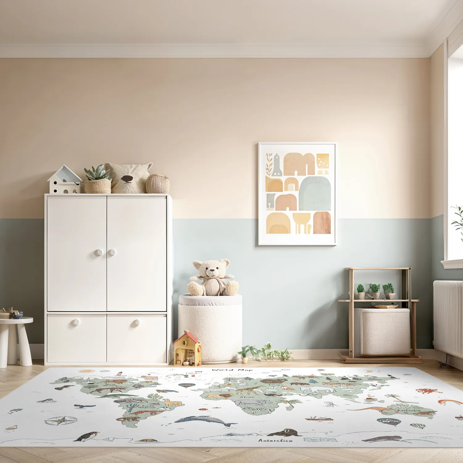 Tapete infantil - Kids World Map (verde)