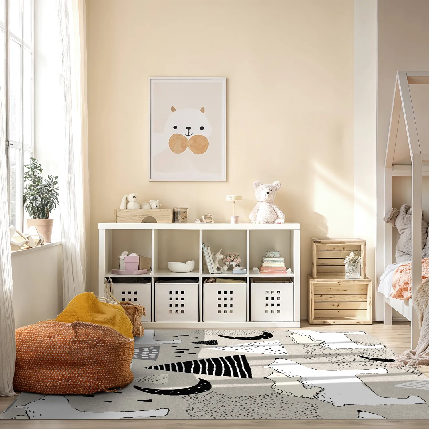 Tapete infantil - Piggyback Ride (cinza)