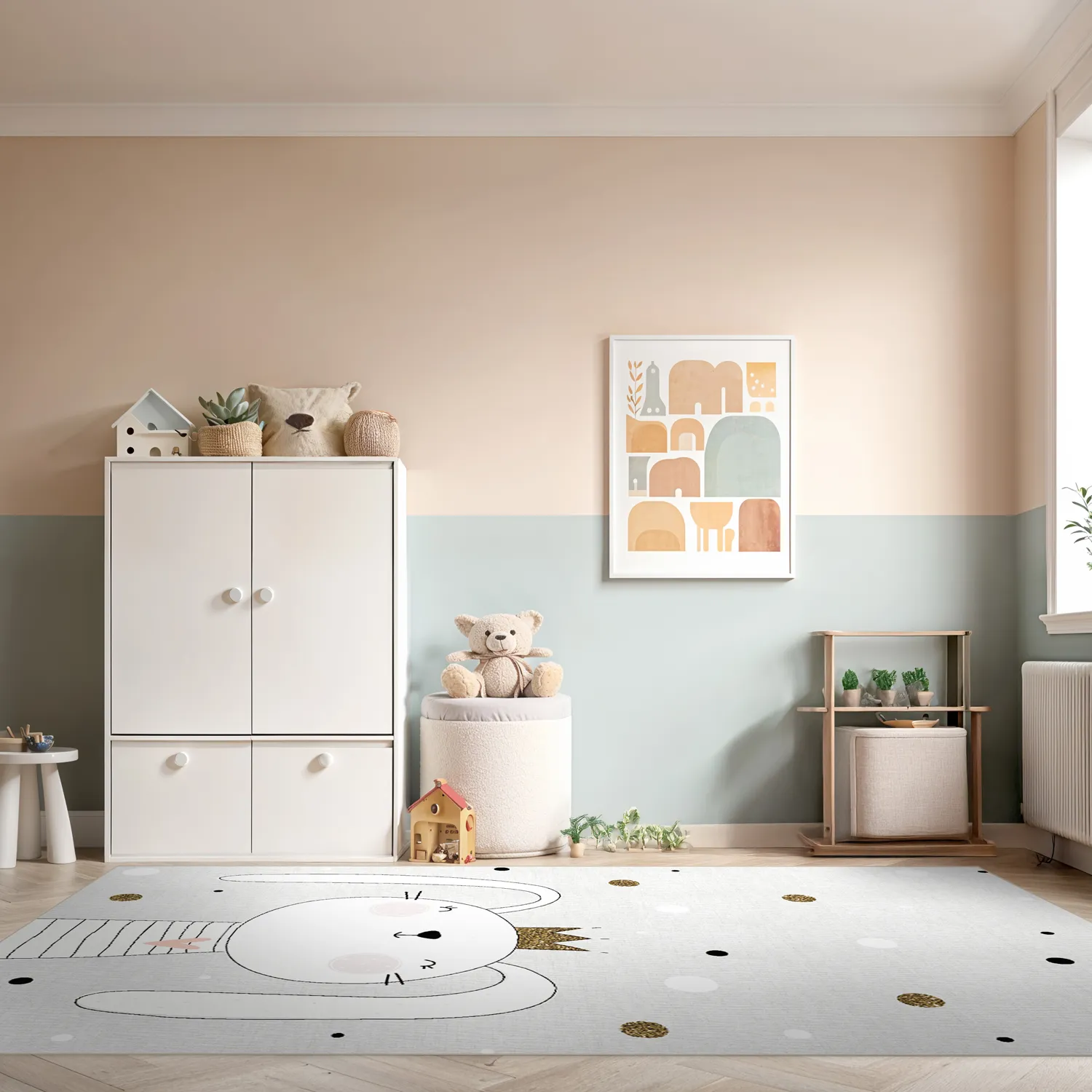 Tapete infantil - Rabbit Crown (cinza)