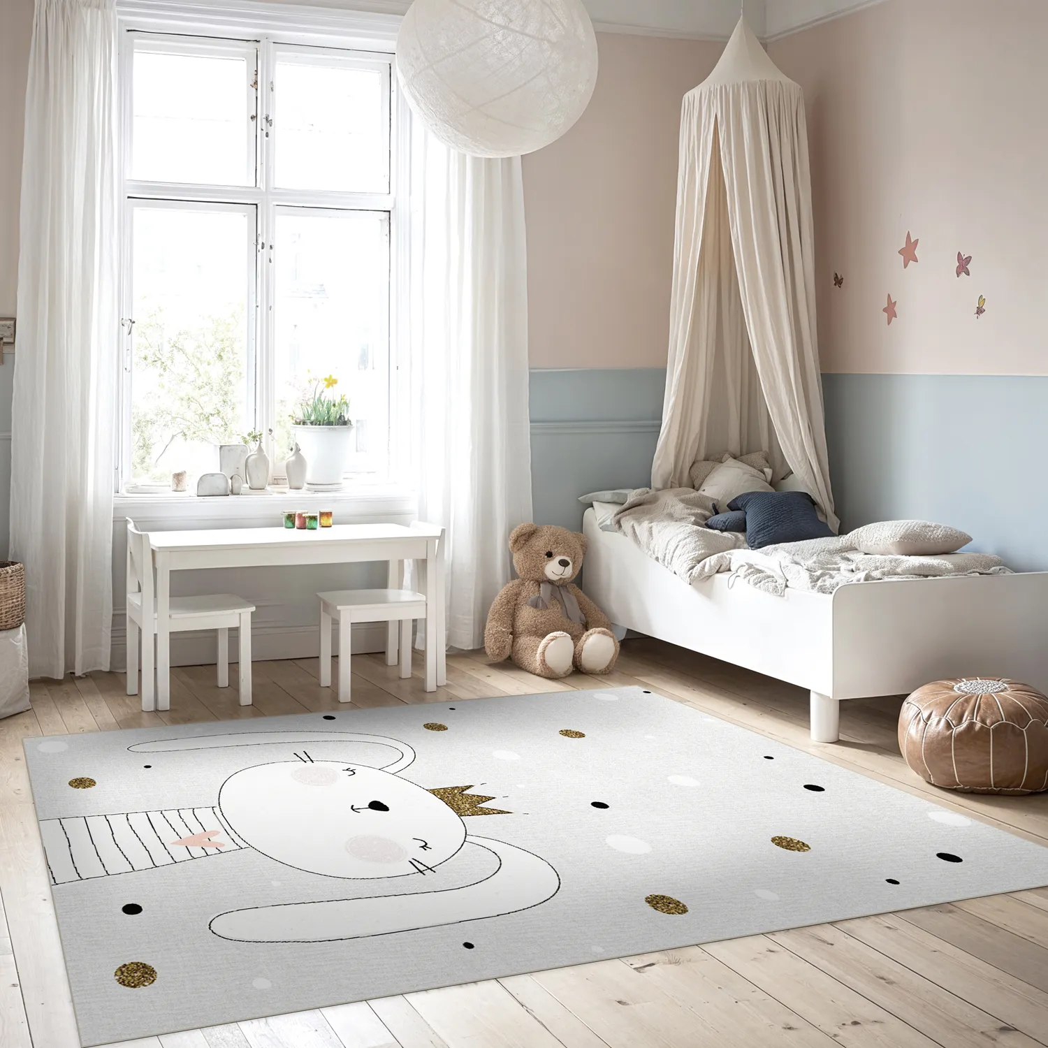 Tapete infantil - Rabbit Crown (cinza)