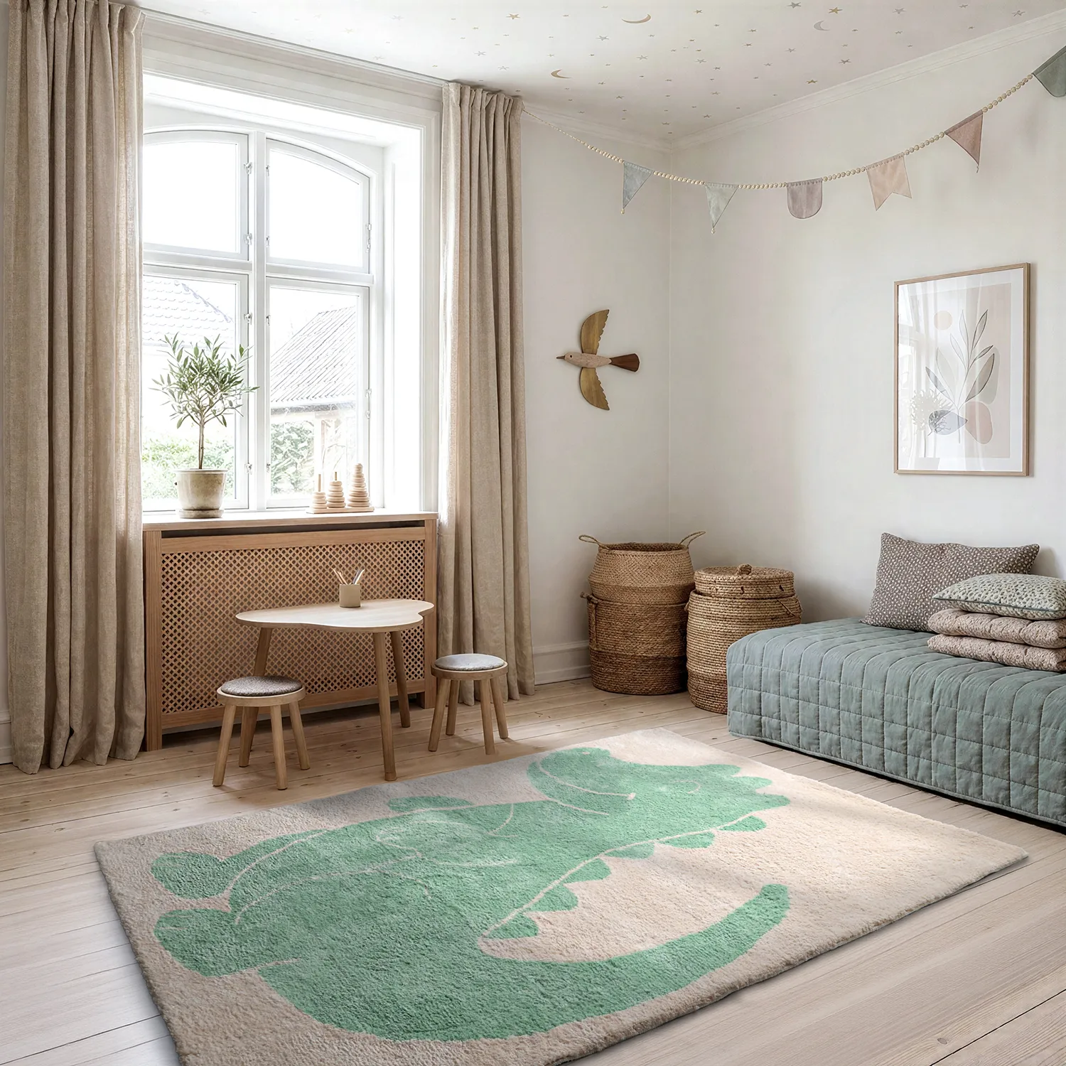 Tapete Infantil - Soft Crocodile (creme/verde)