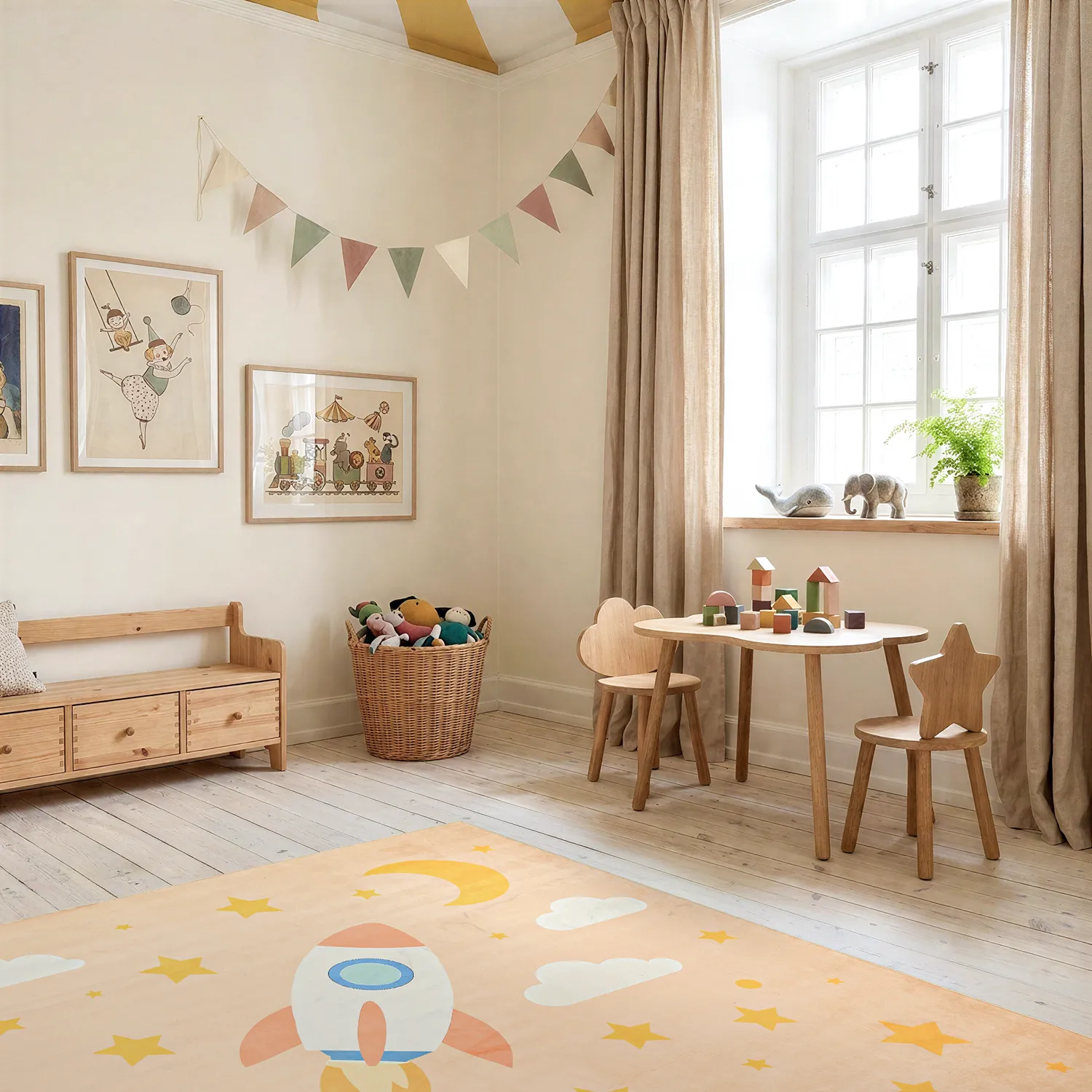 Tapete Infantil - Space Rocket (rosa)