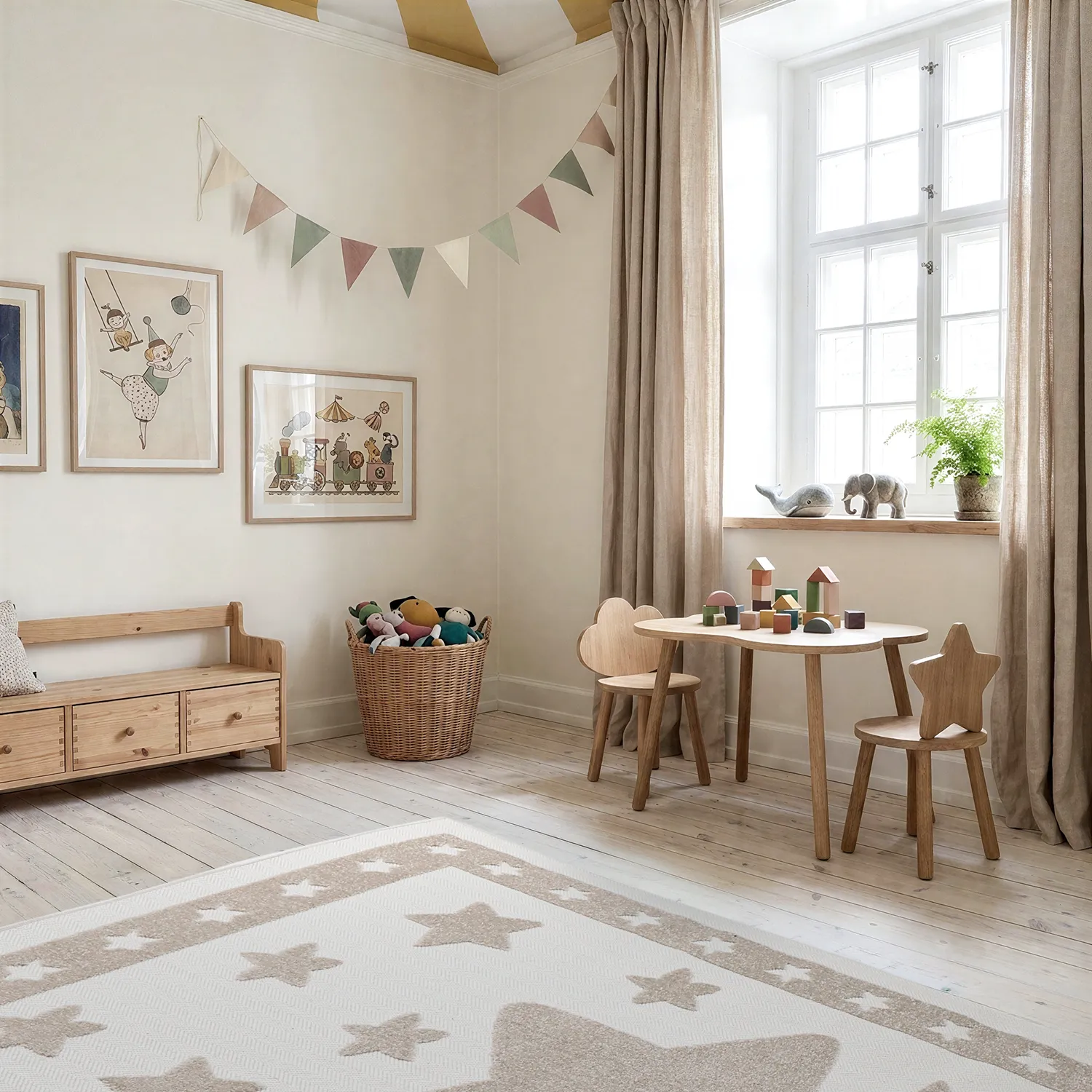 Tapete Infantil - Star Frame (creme/castanho)