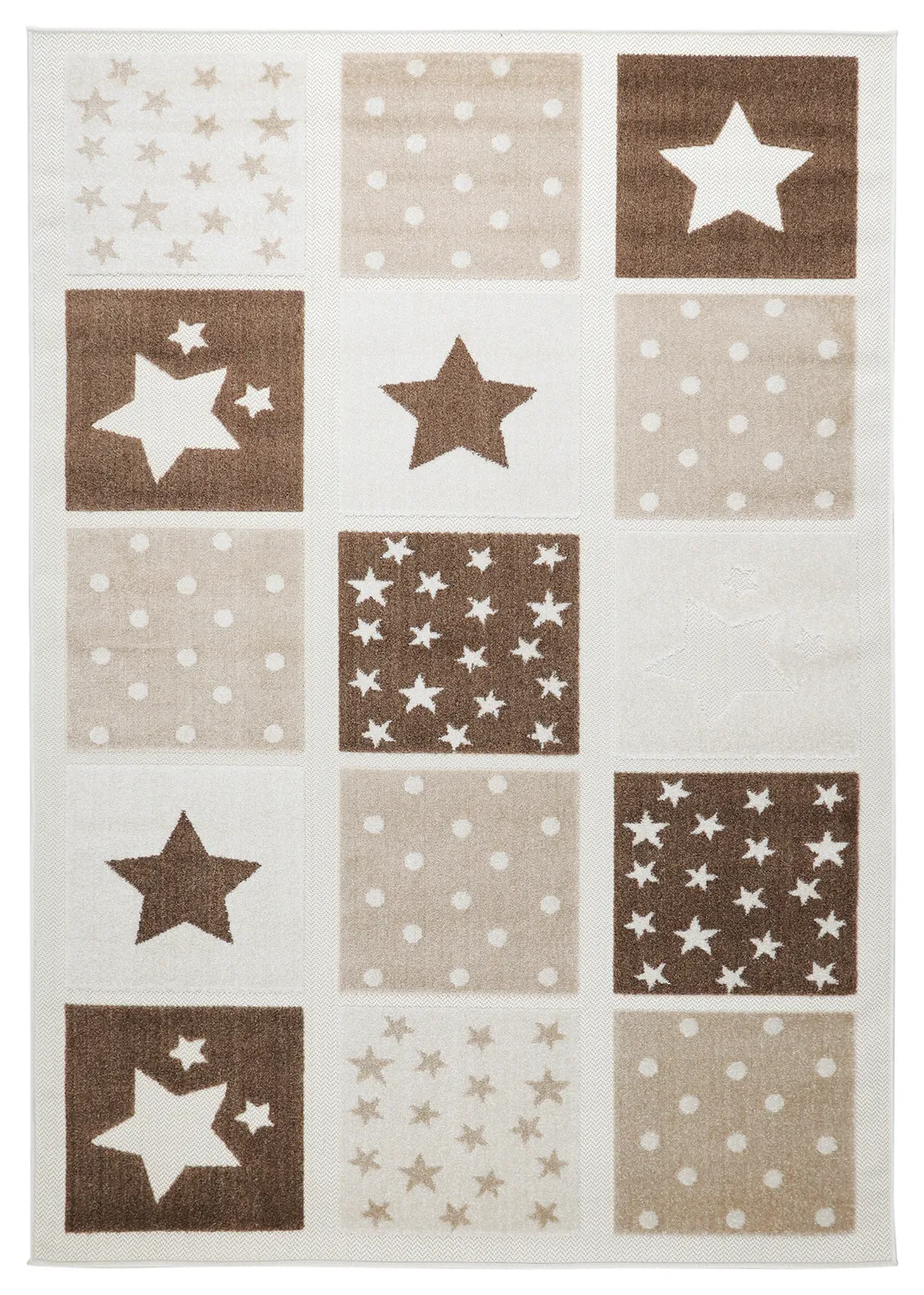 Tapete Infantil - Star Grid (creme/castanho)