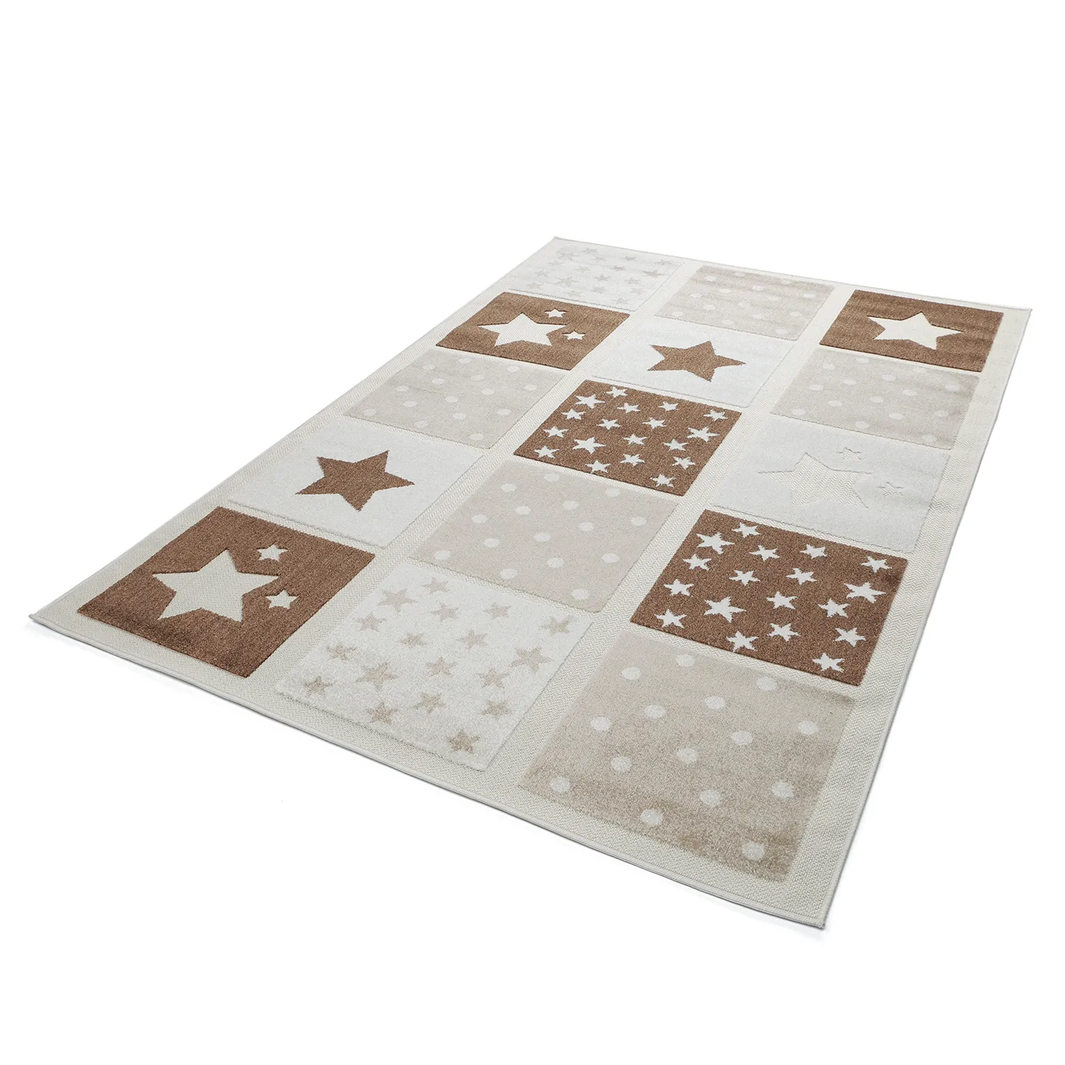 Tapete Infantil - Star Grid (creme/castanho)