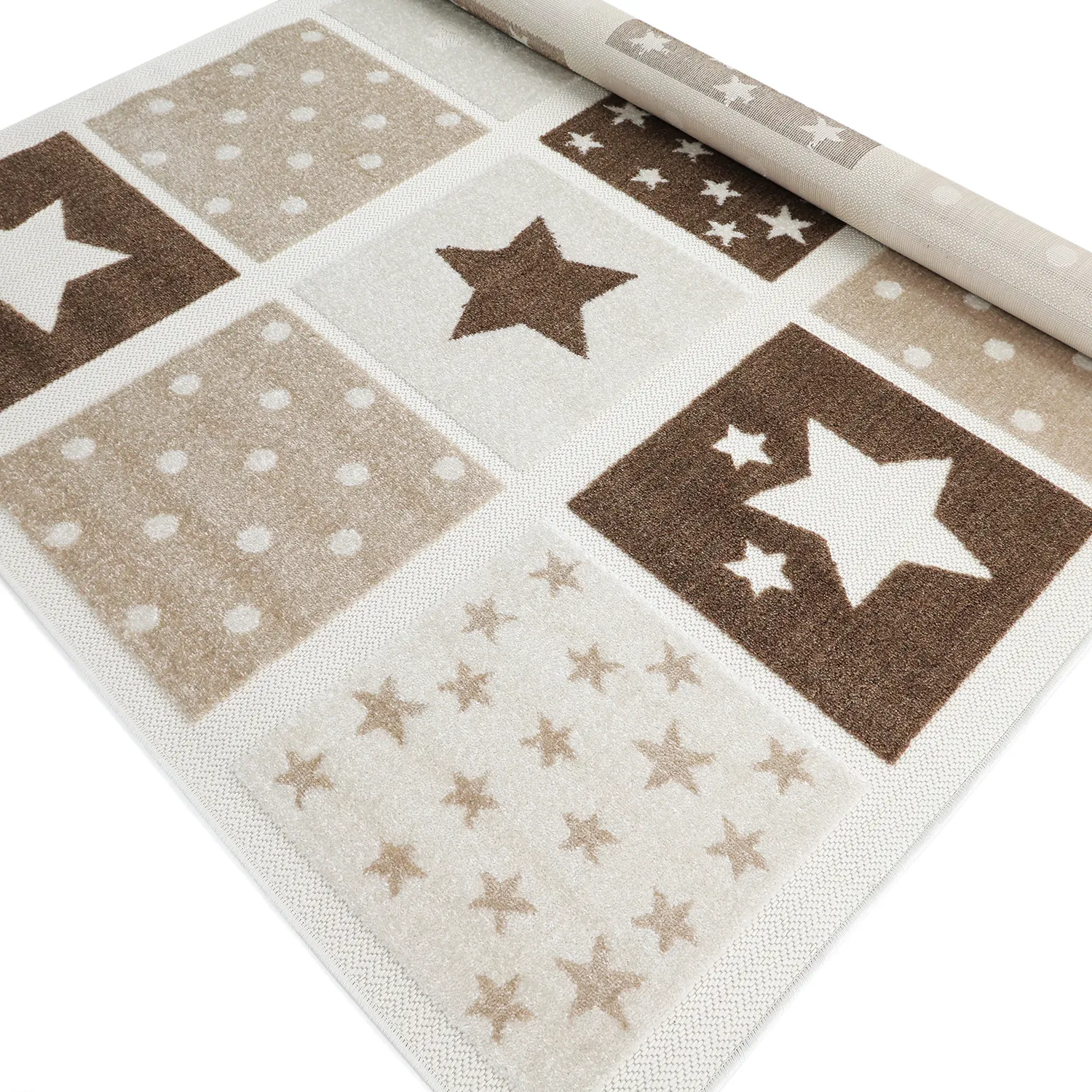 Tapete Infantil - Star Grid (creme/castanho)