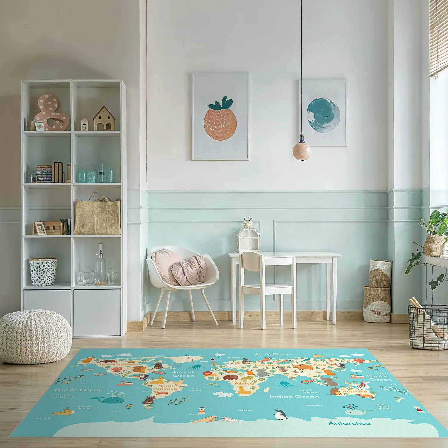 Tapete infantil - World Map (azul/multi)