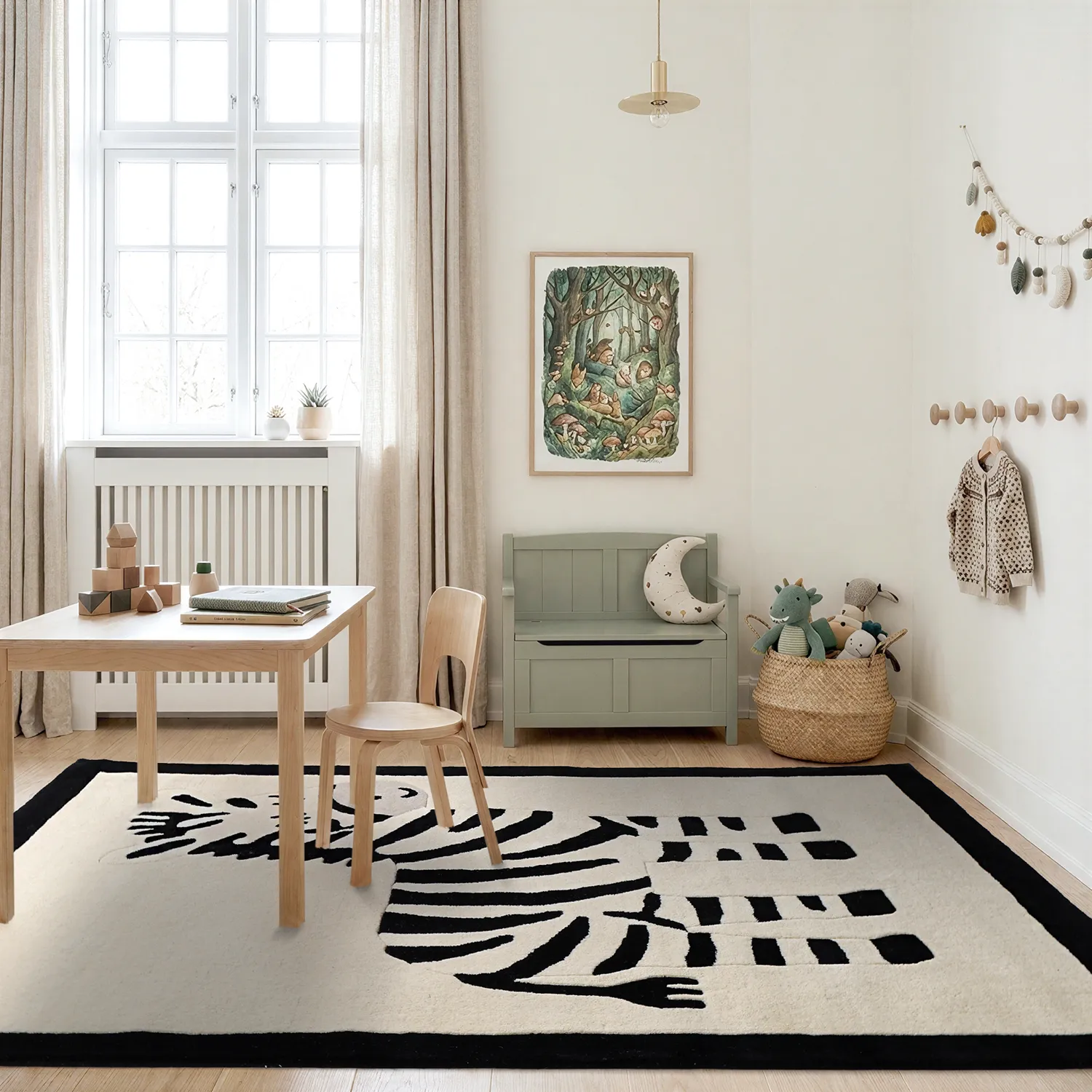 Tapete Infantil - Zebra Hand Tufted Wool Premium (bege/preto)