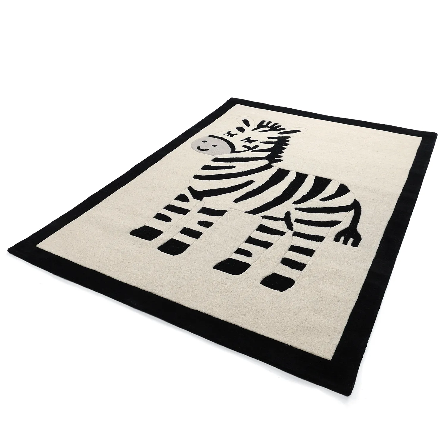 Tapete Infantil - Zebra Hand Tufted Wool Premium (bege/preto)