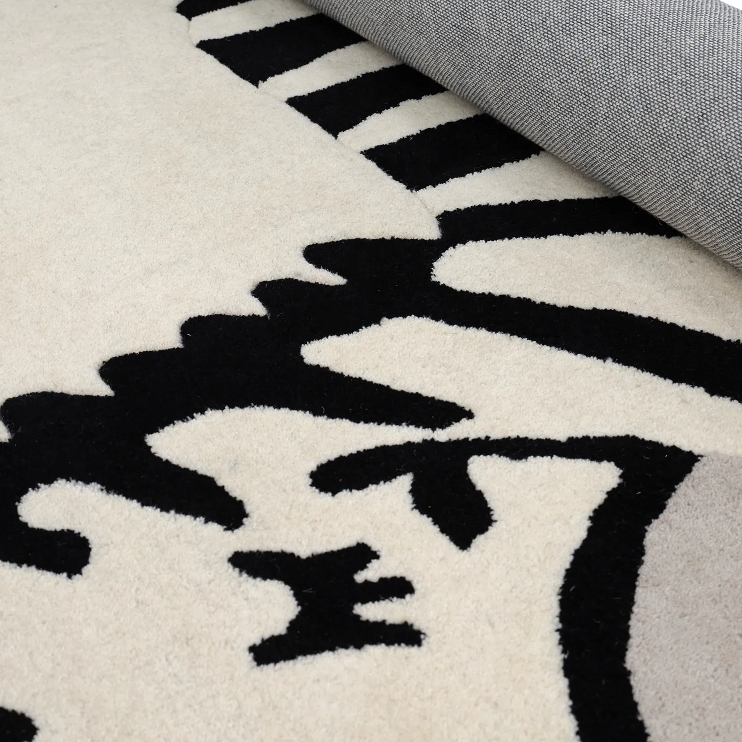 Tapete Infantil - Zebra Hand Tufted Wool Premium (bege/preto)