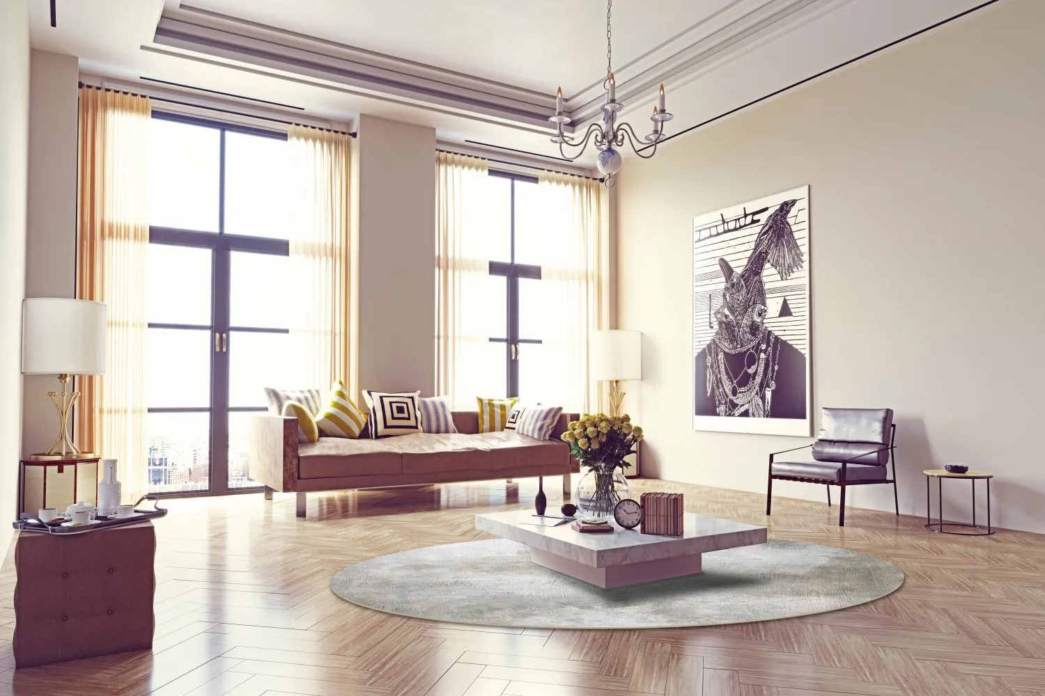 Tapete redondo - Malaga (bege)