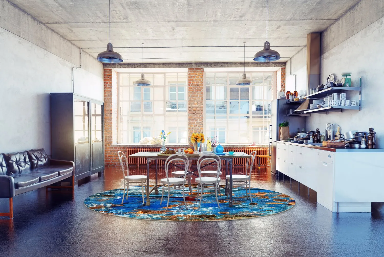 Tapete redondo - Rillo (azul)