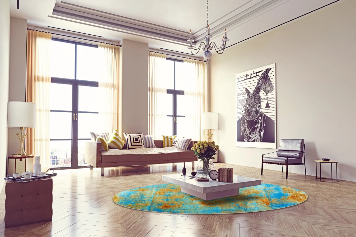 Tapete redondo - Molina (azul)