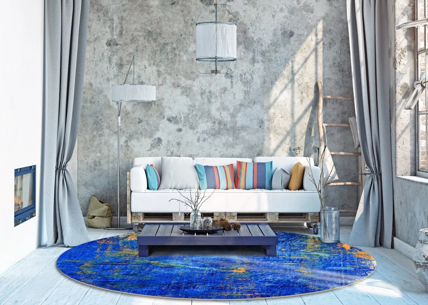 Tapete redondo - Taravilla (azul)