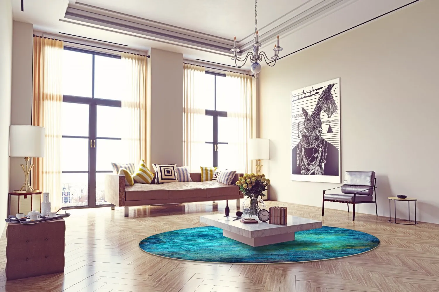 Tapete redondo - Pardos (azul)