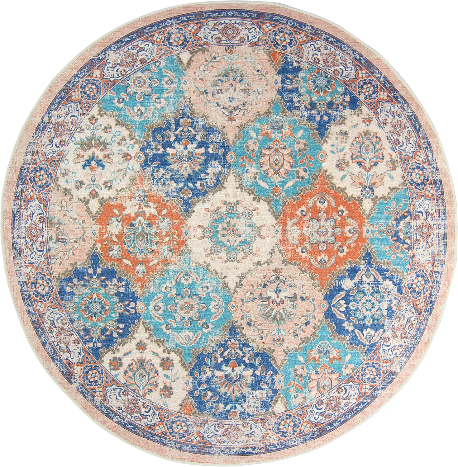 Tapete redondo - Bohemia (rosa/azul)