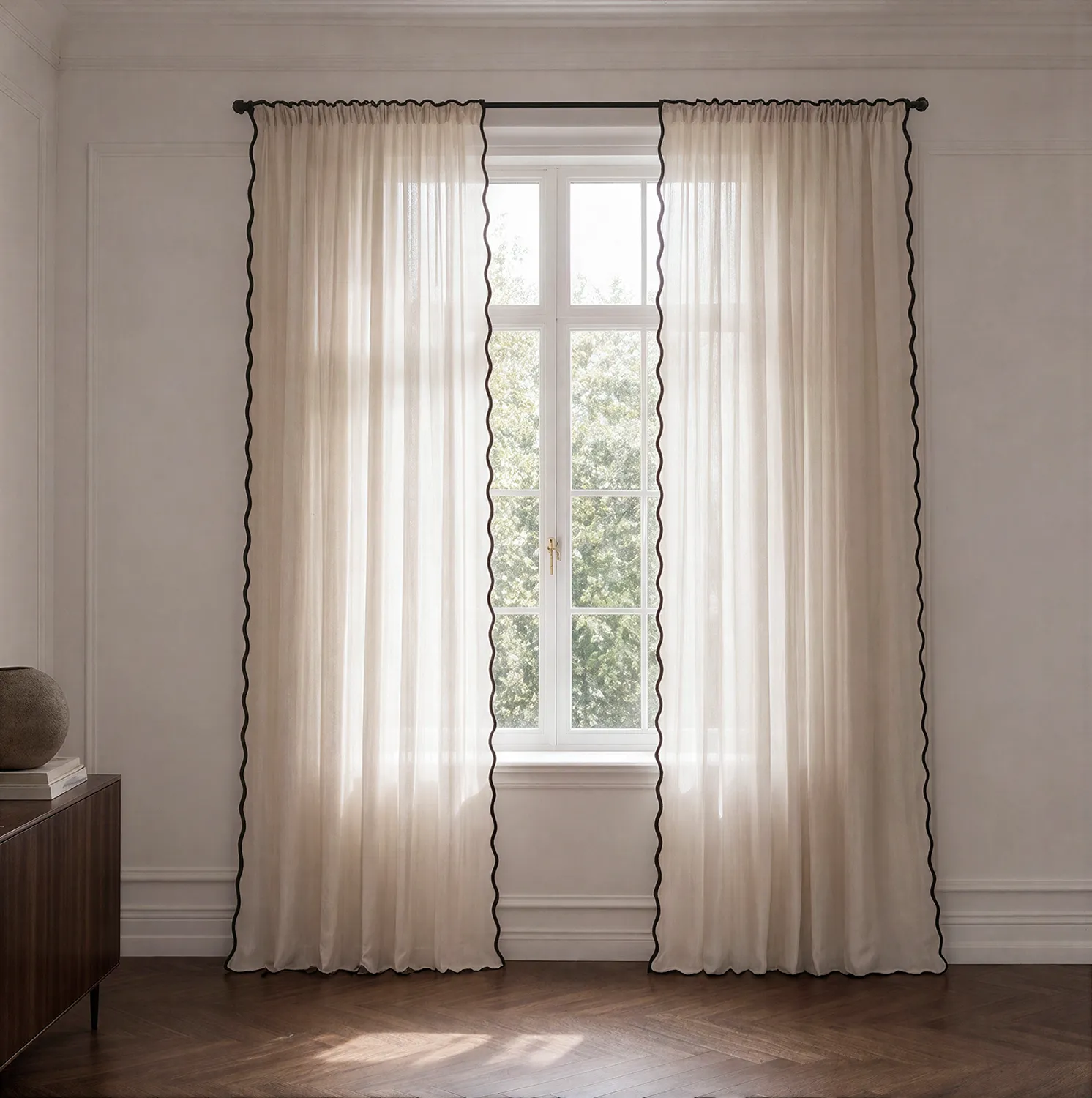 Conjunto de 2 cortinas - Cortina de algodão Yrsa (bege claro)