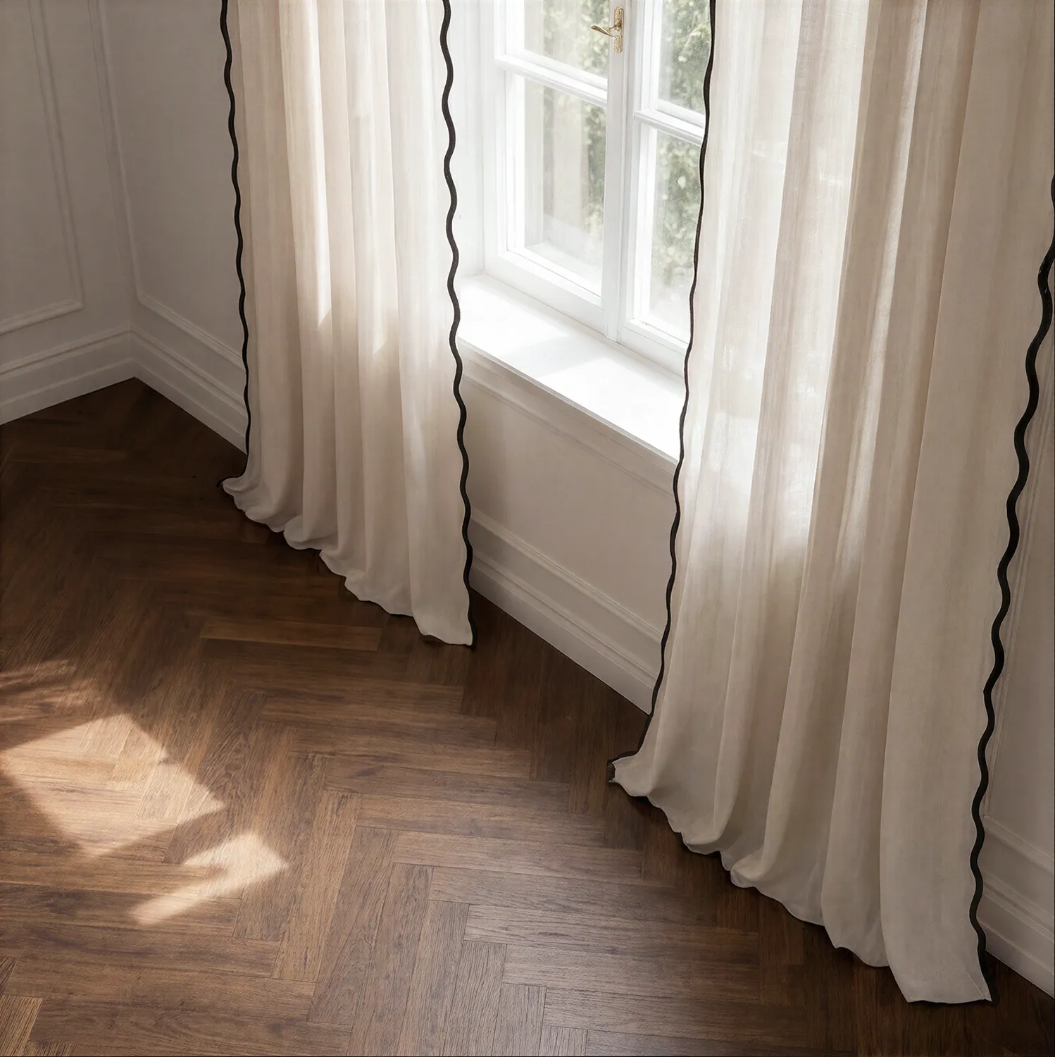 Conjunto de 2 cortinas - Cortina de algodão Yrsa (bege claro)