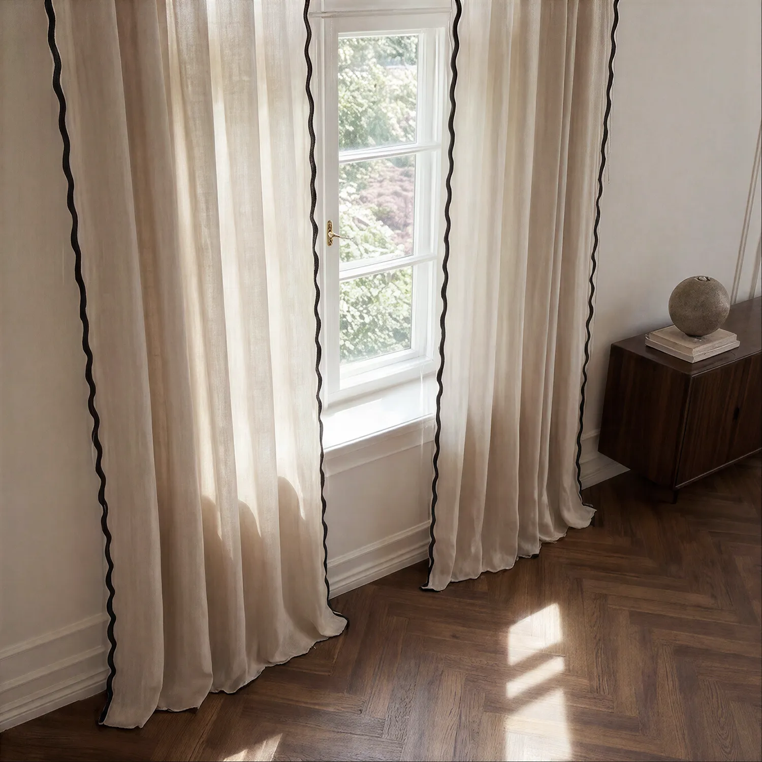 Conjunto de 2 cortinas - Cortina de algodão Yrsa (bege claro)