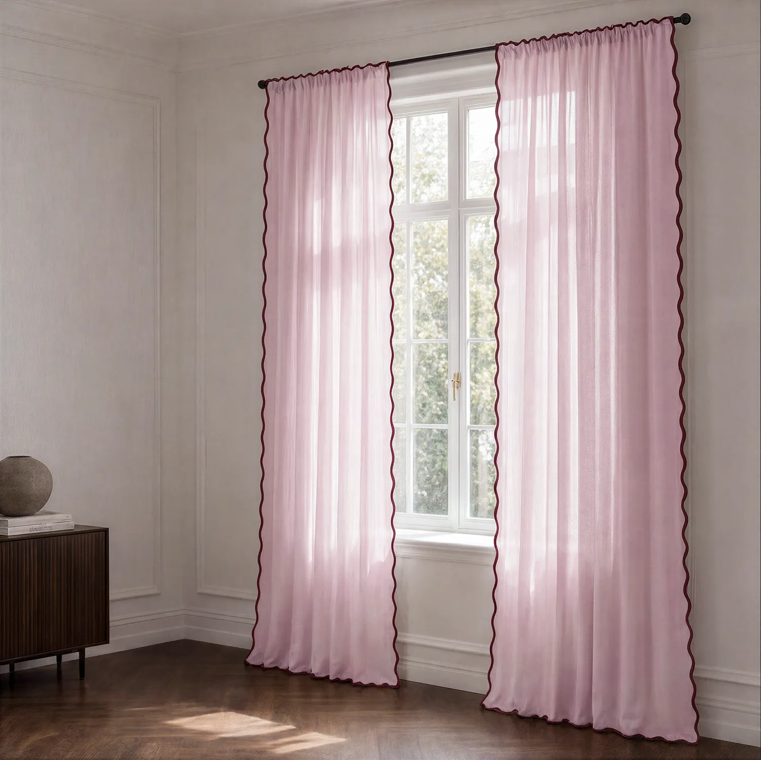 Conjunto de 2 cortinas - Cortina de algodão Yrsa (rosa)