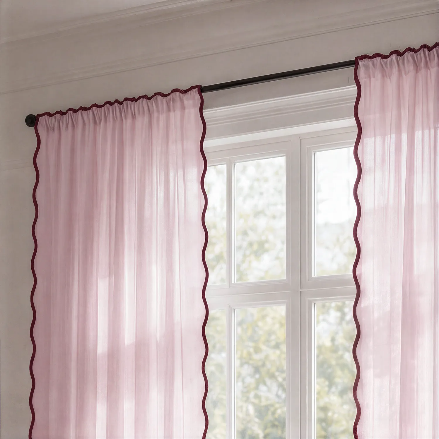 Conjunto de 2 cortinas - Cortina de algodão Yrsa (rosa)