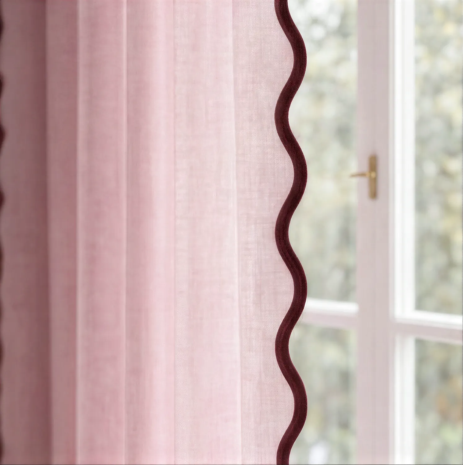 Conjunto de 2 cortinas - Cortina de algodão Yrsa (rosa)