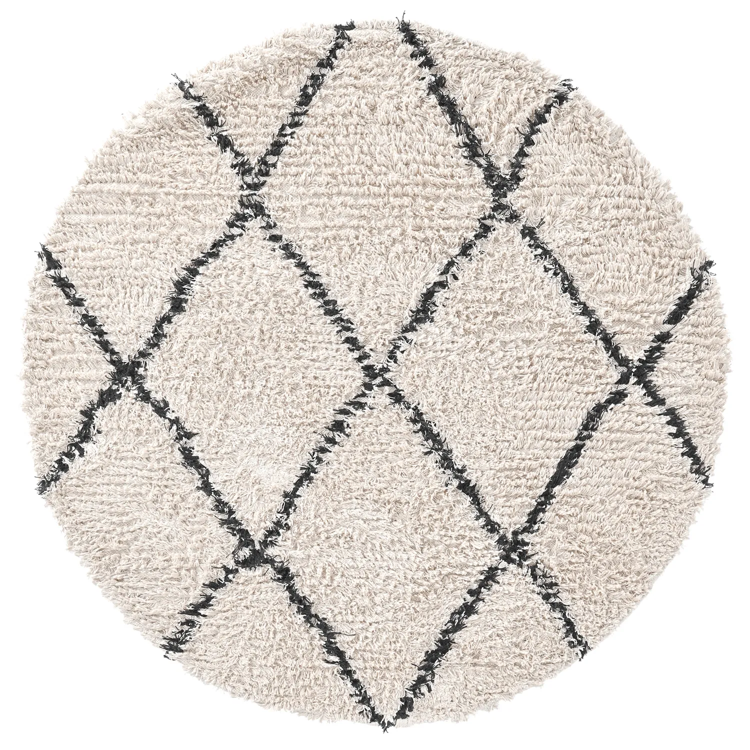 Tapete redondo - Alcott Natural Cotton Shaggy (preto/branco)