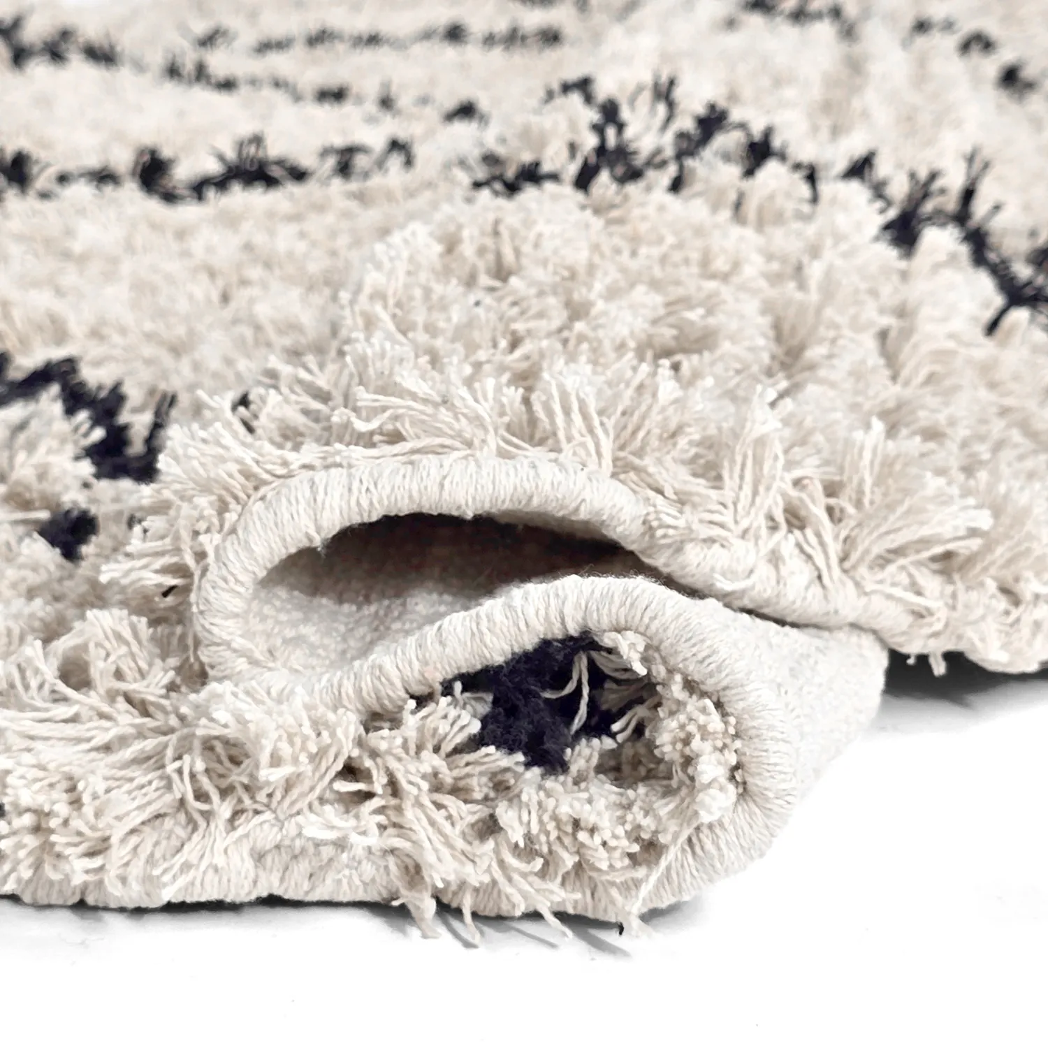 Tapete redondo - Alcott Natural Cotton Shaggy (preto/branco)