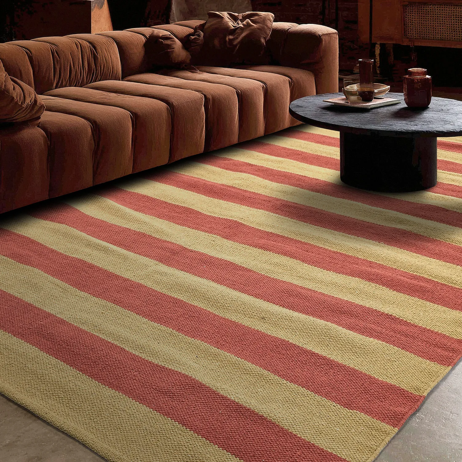 Tapete de algodão - Nilo (amarelo mostarda/terracota)