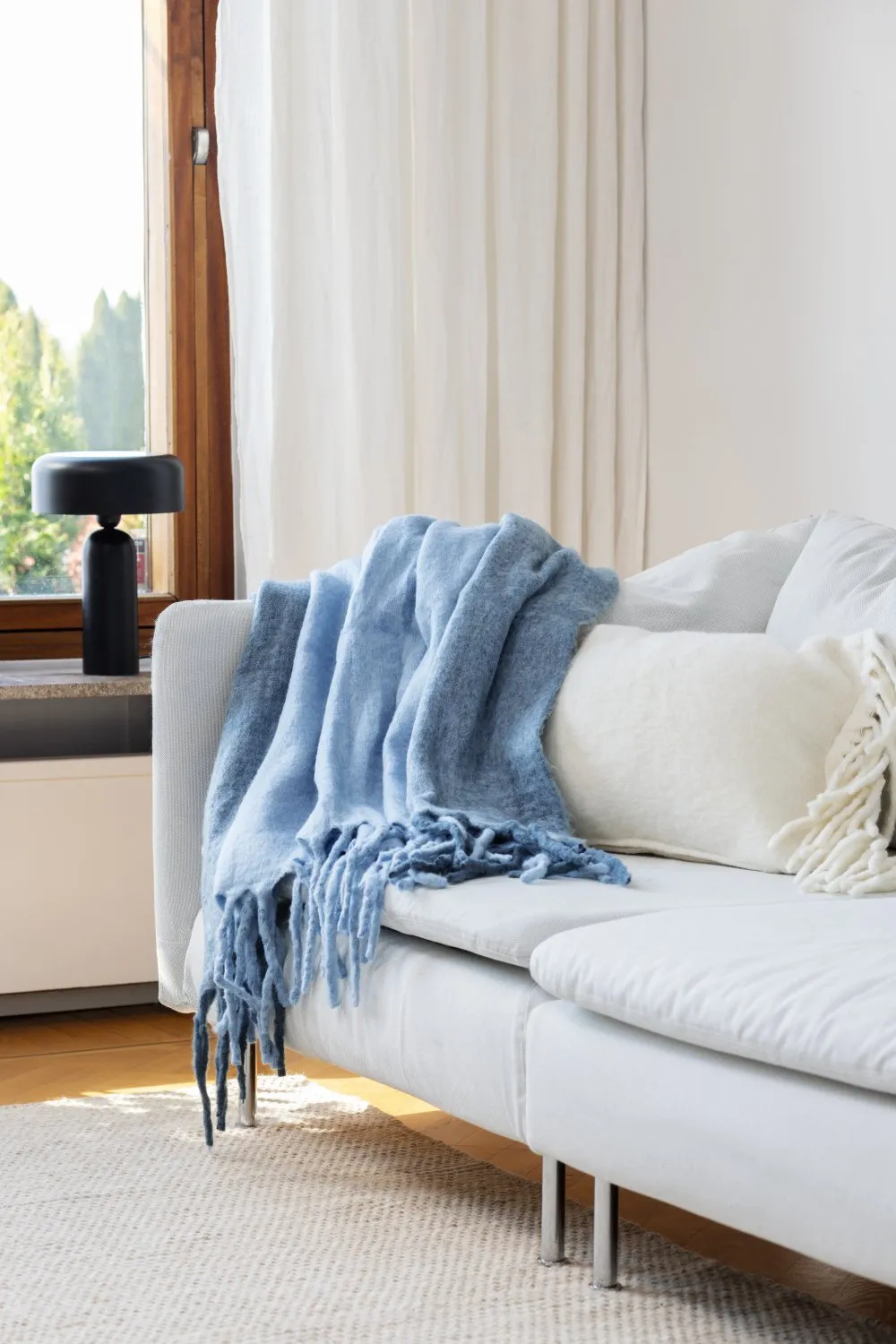 Manta em mistura de lã - Carol (azul)