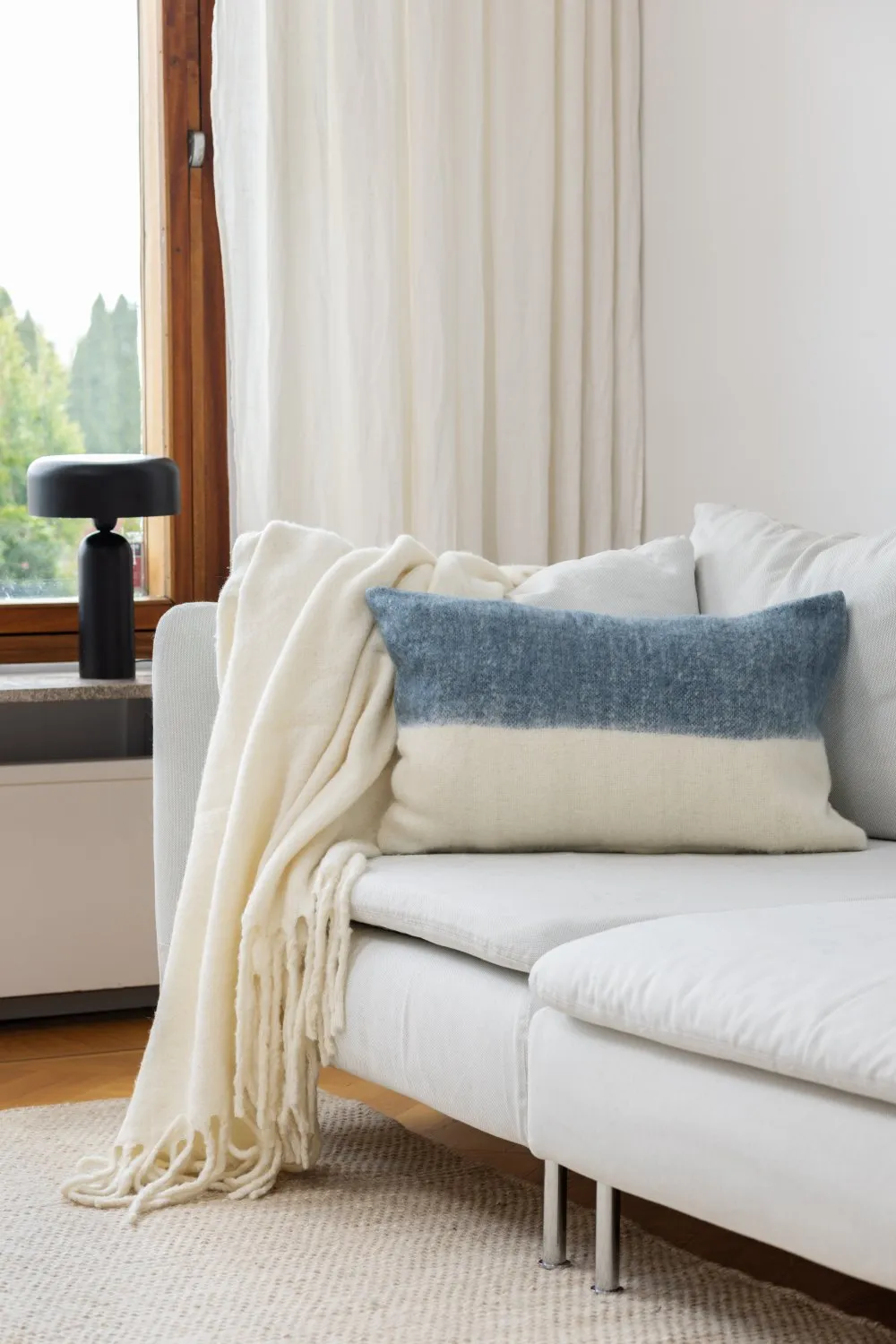 Capa de Almofada em Mistura de Lã - Carrie (azul)